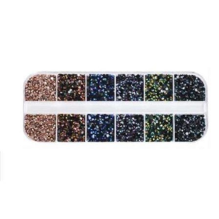 12st Rhinestone i olika storlekar i ask - Nageldekorationer