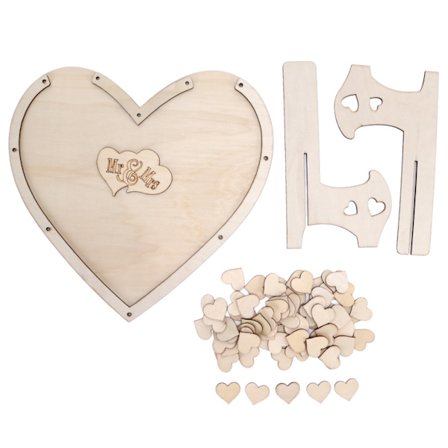 Hjerteformet gjestebok i tre, retrostil, slitesterk, dekorativt bryllupsutstyr