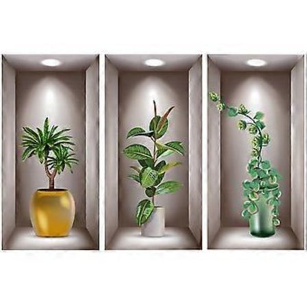 1 Sæt Fake Vindue Potteplante Vægklistermærke Selvklæbende Vægdekoration Soveværelse Vægklistermærker