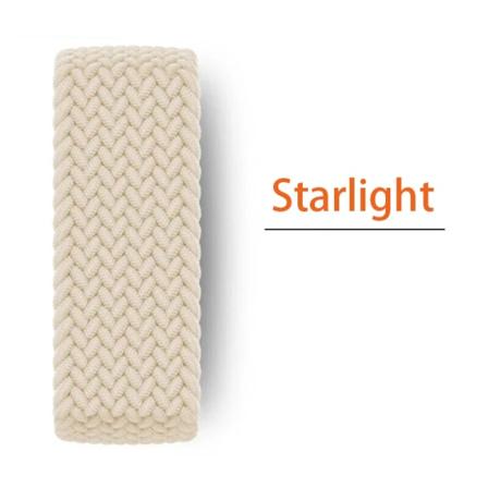 Flätad Solo Loop-rem för Apple Watch Band 45mm 44mm 41mm 40mm 42mm 38mm Nylon iwatch Series 9 8 7 5 SE 6 Ultra 49mm 08 star color L