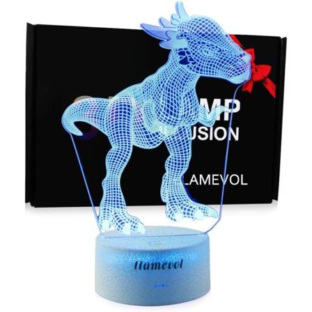 Dinosaur Toy 3D nattlampor för barn Dino Illusion Lamp Chr