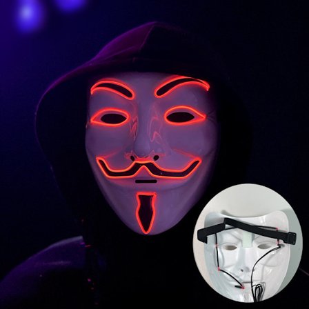 Lysende LED v-ord maske (rød) til Halloween kostume cosplay fest