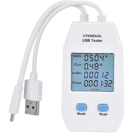 Usb Digital Energimåler Mini Voltmeter Ammeter Detektor Tester Multimeter Strømspenningsmonitor (ut658 Dual)