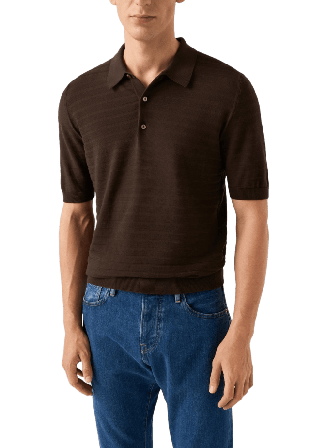 Eton Randig Piké Tröjor Herr Brun M