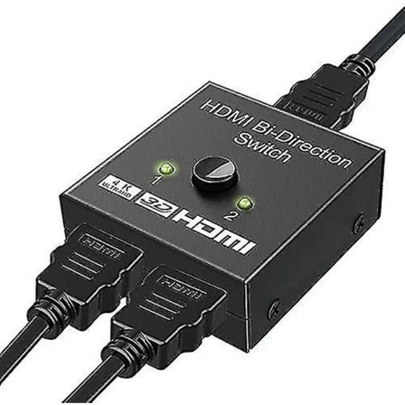HDMI-switch, HDMI-splitter 4K-adapter Bidirektionell 2 in 1 ut eller switch 1 in 2 ut, stödjer 3D 4K 1080p, HDCP, HDMI-växlare för HDTV/Blu-ray-