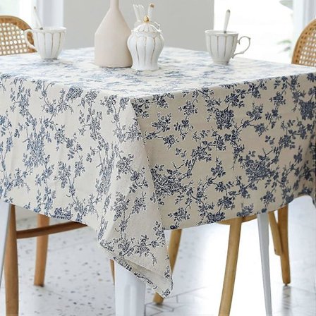Pastoral Rektangulär Bordsduk Blå Blommig Avlång Dammtät—yux