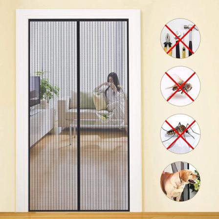 Musta 90x230cm magneettinen hyttysverkkoovi