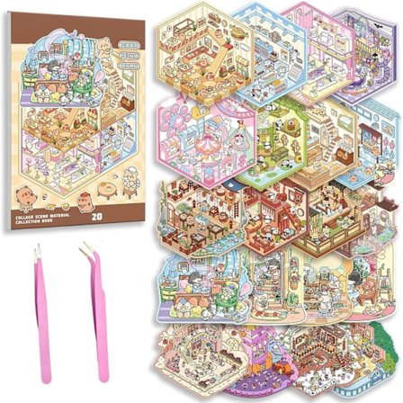 20-pak DIY 3D Hus-klistermærker – Til Børn & Voksne, Kreativ Afslapning med Pincet