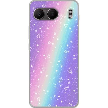 Kompatibelt Mobildeksel til OnePlus Nord 4 Rainbow-farget pastellbakgrunn med hvite stjerner og gnistrende prikker i myk overgang