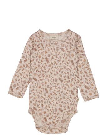 Body Plain Wool Ls Bodies Base Layers Multi/mönstrad Wheat