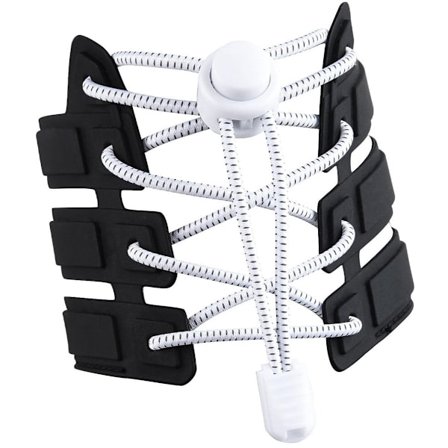 Elastiske skolisser 120 cm uten knute - Hvite med sterk spenne og hurtigløsning - Kompatible med sneakers for voksne og studenter