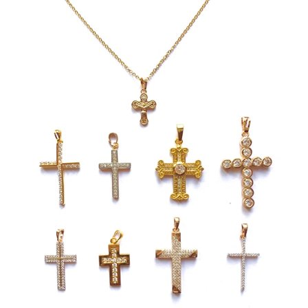 Kors halsband med 18k guldplätering (1st)