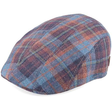 MJM Hats - Bleu flatcap Casquette - Maddy Silk/Wool 1 Purple Check Flat Cap @ Hatstore