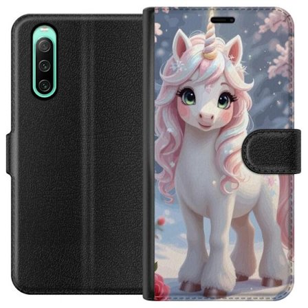 Yhteensopiva Lompakkokotelo Sony Xperia 10 IV Minimalistinen glitch-typografia tekstillä cute but psycho neon-maisessa väriefektissä