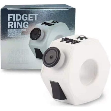 Fidget Toy Sensorisk Kub Leksak med Klickboll - Dekompressionsring Fidget Finger Leksak för ADD ADHD Stresslindring för Vuxna (Svart)