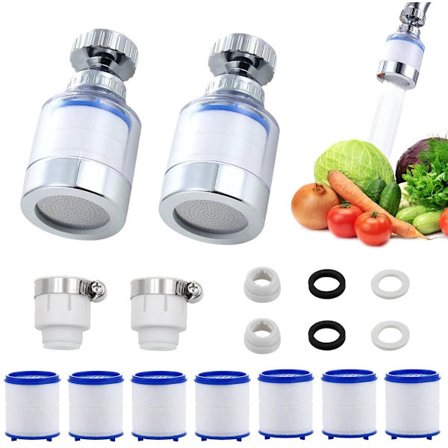 ING 2-delt filterkran mot kalk, kalkfilterkran, vannfilterkran med 7 filterelementer laget av PP-bomull, kalkfilter