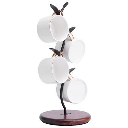 Kaffekrus Holdere, Krusholdere til Bordplade, Te Kop Opbevaringsstativ Bordplade, Pauserumsindretning & Køkkenorganisator Opbevaringsstativ, sort