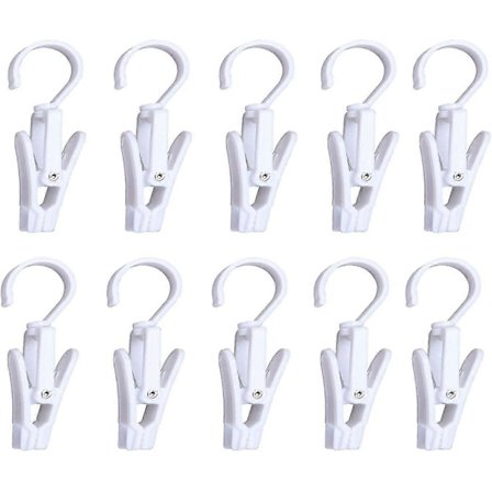 10 st Superstarka Hängkrokar med Vridfunktion i Plast 4,3 tum, Vit