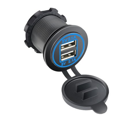 Dobbelt USB-udtag USB-strømudtag Opladningsstikudtag med vandtætte hætter