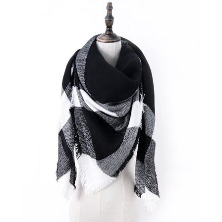 Dam Scarf Cashmere Imitation Varm Höst Vinter Stor Rutig Tyg Fransar Scarf