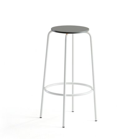Barhocker TIMMY, Gestell weiß, Sitz dunkelgrau, H 730 mm