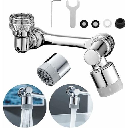 Svingbar vandhaneudluftning, 1080 graders drejelig vandhaneudløb, universel vandhane med stænksi, solid messing vandhaneforlænger til køkken og 