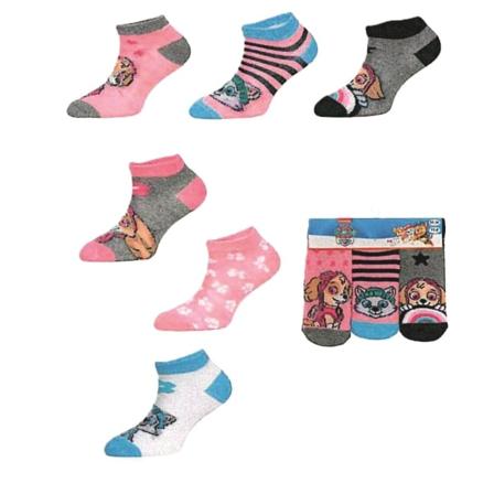 Paw Patrol 3-pack ankelstrumpor MultiColor 31/34 Rosa/Randig/Grå