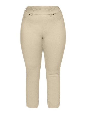 CISO - Sofia 7/8 Bukser - Lys Beige - Curvy Slim Fit / Elastik i Taljen