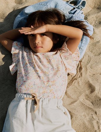 Wheat T-Shirt S/S Ally - Beige - 92