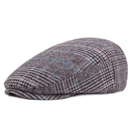Baskerhat Vinterhat Mænd Baretter Efterår og Vinter Advance Hatte Plaid Bomuld Peaked Cap Midaldrende og Ældre Hat Gray M(56-58cm)