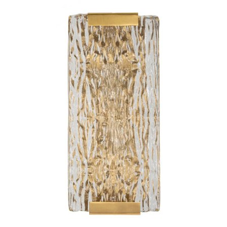 Væglampe, guldmetal og glas, 2 lyspunkter