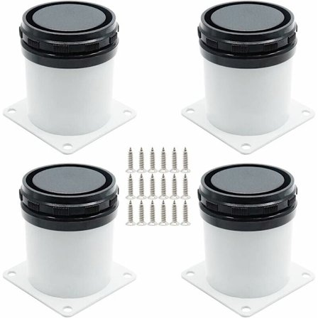 Sarja, jossa 4 säädettävää ruostumattomasta teräksestä valmistettua huonekalujalkaa ruuveilla - Valkoinen, 5 cm korkeus