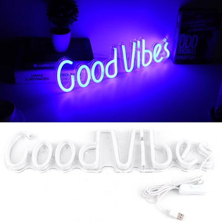 Neon-kyltti Hyvät vibat Sanat USB-käyttöinen Neonvalo Makuuhuone Baari Pub Hotelli Juhlat Taidekoriste