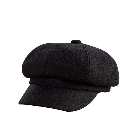Newsboy-keps för damer, fluffig design baktill, taxichaufför-basker i ull, åttapanels retro-stil platt topp-keps, klassisk basker-stil.
