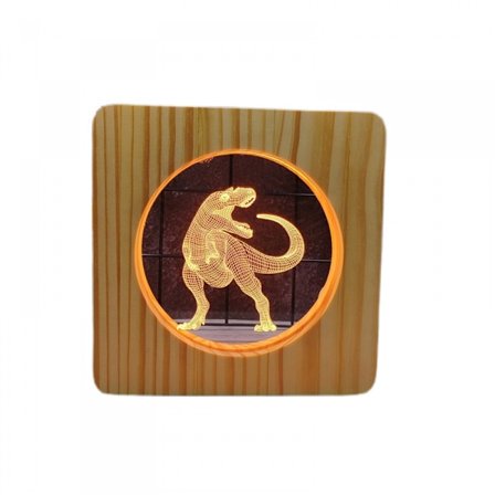 Dinosaurie LED nattlampa Massivt trä Låg energiförbrukning Knappbrytare Mjukt varmt ljus Kreativ present till vänner Sovrumsdekoration Heminredning.