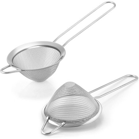 Cocktail Sil, 2-delt rustfritt stål sil og dørslag, konisk sil med håndtak, finmasket metallsil for filtrering av cocktails, kaffe