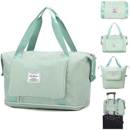 Stor sammenleggbar reiseveske, nylon utvidbar weekendbag