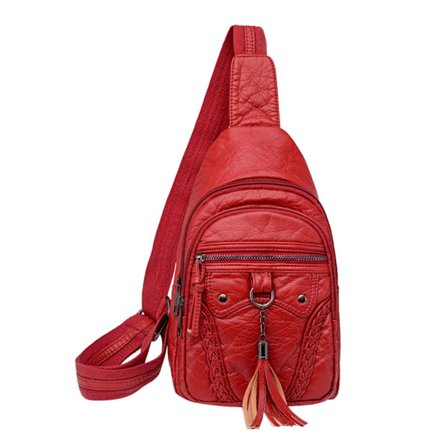 Bröstväska Dam Sling Bag Liten Crossbody PU Läder Satchel Daypack Mode Axelrem