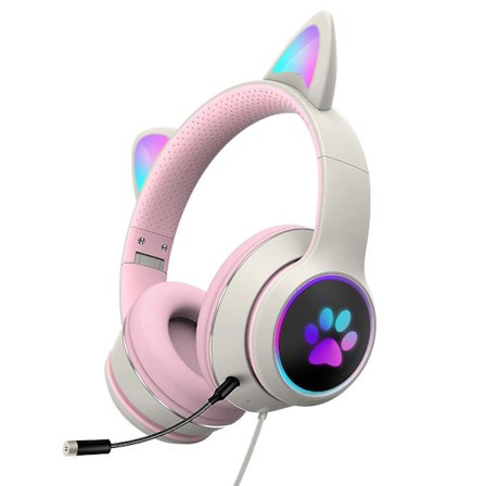 Stereo Ljud med Mikrofon Present RGB LED Ljus Trådbunden Spelheadset Lätt