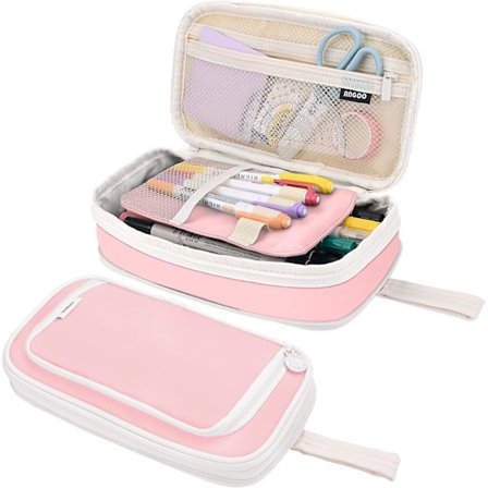 Rosa Skoleblyantveske med Stor Kapasitet Kawaii Blyantveske 5