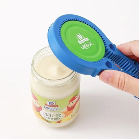 3-i-1 Silikon Multifunktionell Burköppnare Flasköppnare Halksäker Flaskkorköppnare Köksvridverktyg Öppnare för Olika Köksburkar, Flaskor Pop