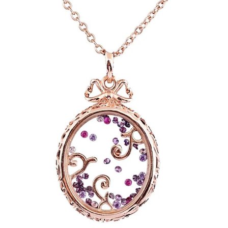 Glittrande Hjärta Stor Nyckel Rund Regal Mönster Medaljonger Flytande Halsband för Mode 925 Sterling Silver Pärlberlock DIY Smycken