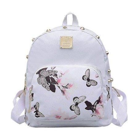 Butterfly Print PU Læder Rejse Rygsæk til Kvinder