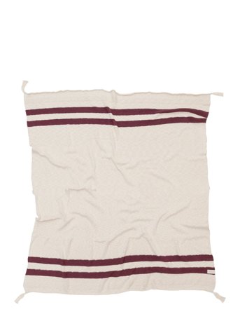 Lorena Canals Knitted Blanket Stripes Natural-Burgundy - Beige - ONE SIZE