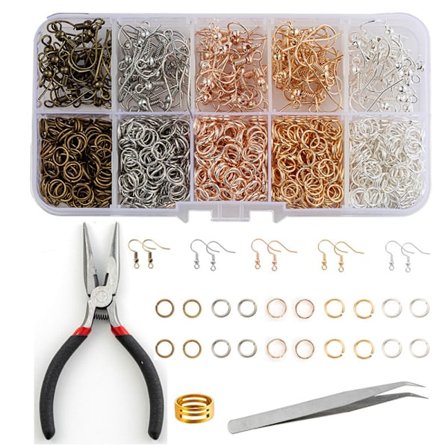 1128 Delars Örhänge DIY Kit med Öronkrokar, Ringar, Tänger, Pincett, Ringöppnare