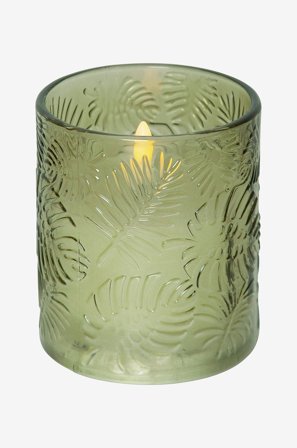 Star Trading - LED Kubbelys Flamme Leaf 10 cm - Grønn - Lys - Fra Homeroom