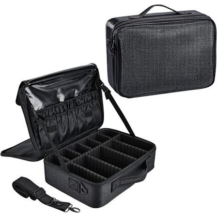 Professionel Makeup Taske med Aftagelig Rygstrop Kosmetik Taske Beauty Box Frisørværktøj Organizer Opbevaringsboks