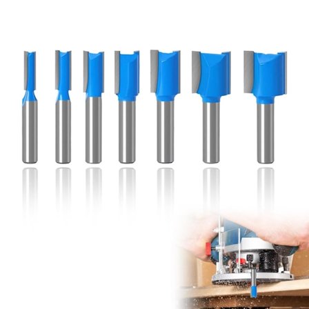 Pieces 8mm Skaft Träfräsbits Set, Raka Fräsbits, Dubbelkantspår