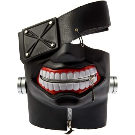 Anime Masker Cosplay Rekvisitter Tokyo Ghoul Kaneki Masker Ken Maske Cosplay Parykk Justerbar Glidelås Gummimasker Halloween Rekvisitter