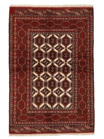 Handgeknoopt Perzisch Turkaman Vloerkleed 133X193 Zwart/Donkerrood